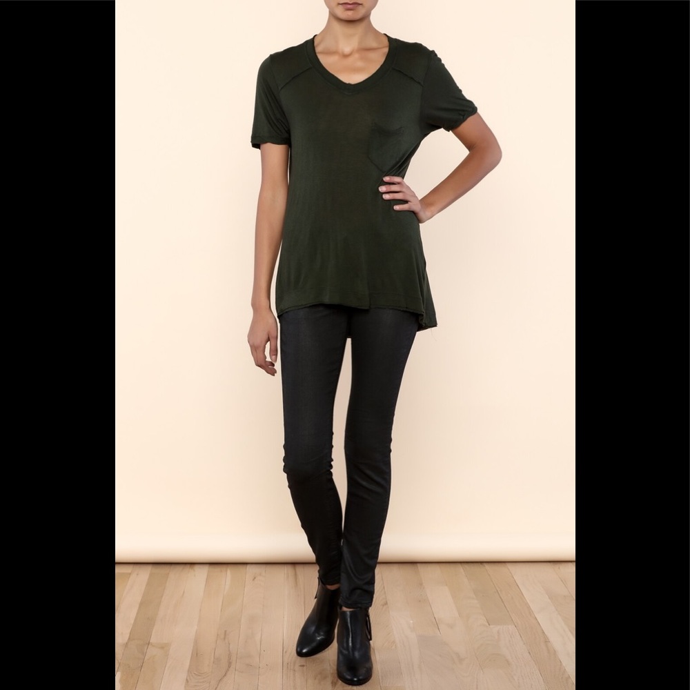 BlankNYC Blk V Neck Pocket Short Sleeve Jersey Top - Picture 2 of 6